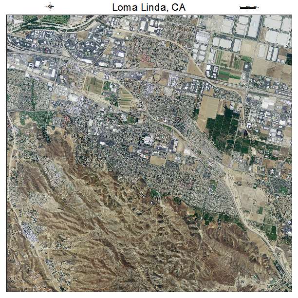 Loma Linda, CA air photo map