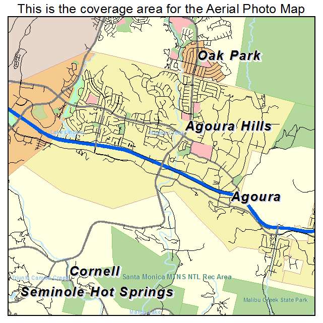 Aerial Photography Map of Agoura Hills, CA California