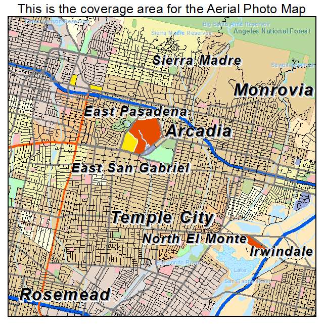 Arcadia, CA location map 
