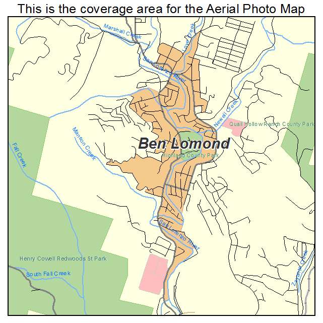 Ben Lomond, CA location map 