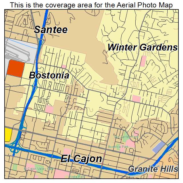 Bostonia, CA location map 