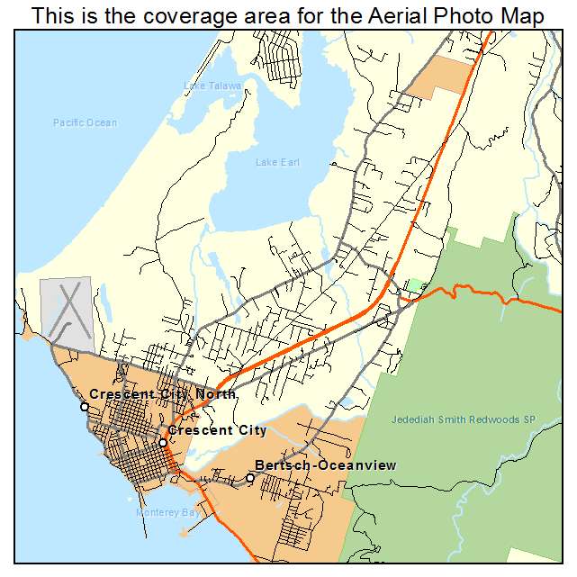 Aerial Photography Map Of Crescent City CA California