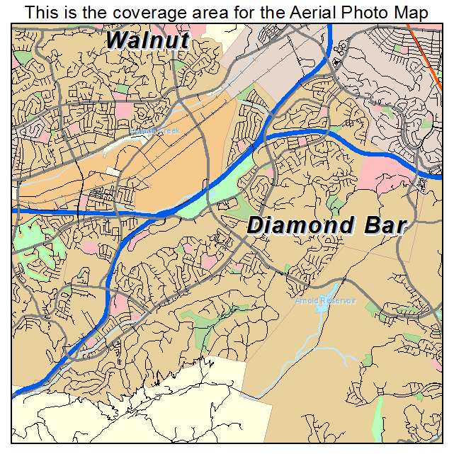 Aerial Photography Map Of Diamond Bar Ca California