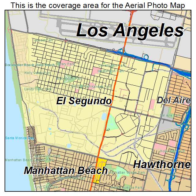 Aerial Photography Map Of El Segundo CA California