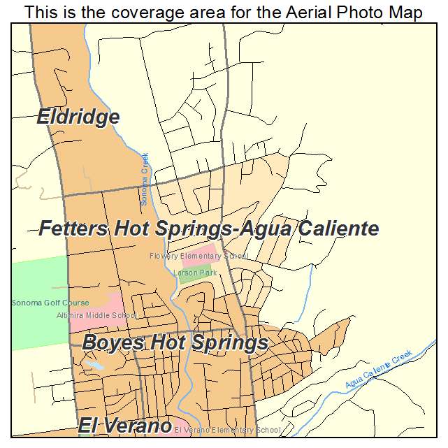 Aerial Photography Map of Fetters Hot Springs Agua Caliente, CA California