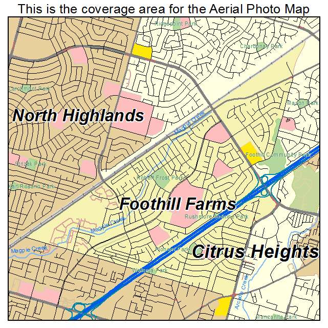Foothill Farms, CA location map 