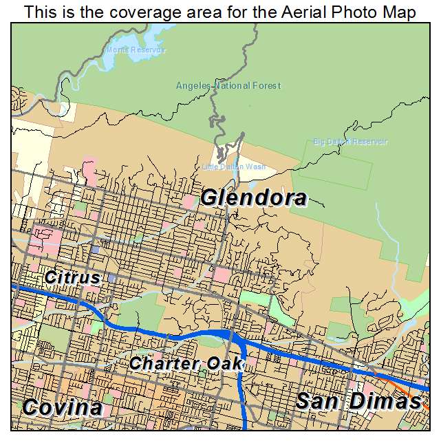 Aerial Photography Map of Glendora, CA California
