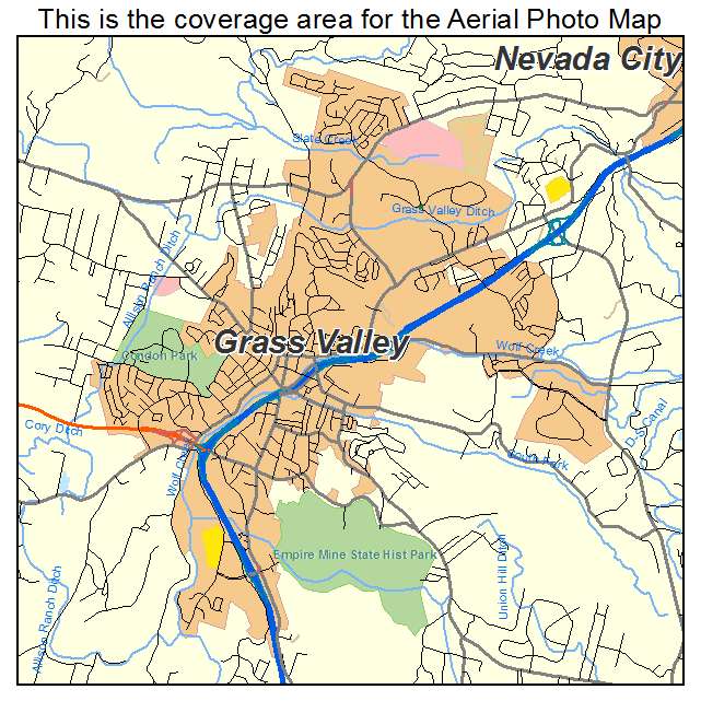 Aerial Photography Map Of Grass Valley Ca California