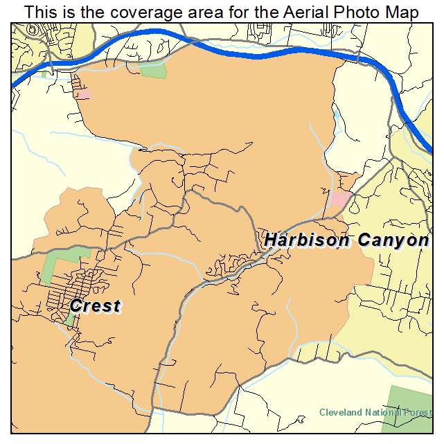Harbison Canyon, CA location map 