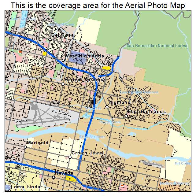 Highland, CA location map 