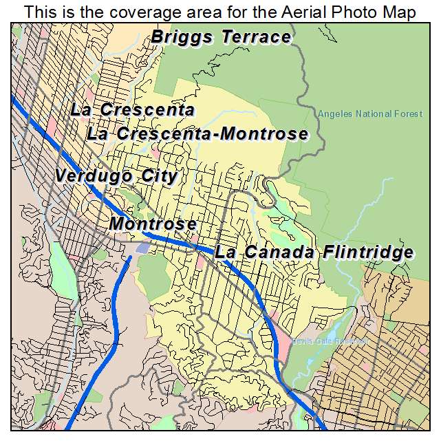Aerial Photography Map Of La Canada Flintridge Ca California
