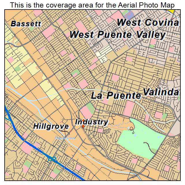 Aerial Photography Map Of La Puente Ca California