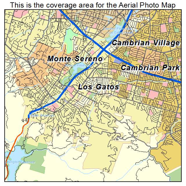 Aerial Photography Map Of Los Gatos Ca California