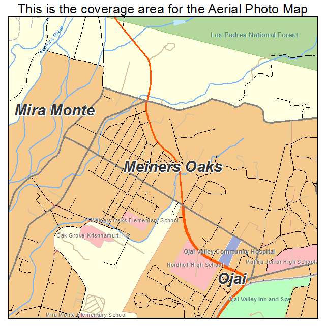 Meiners Oaks, CA location map 