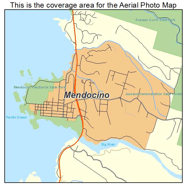 Mendocino, CA location map 