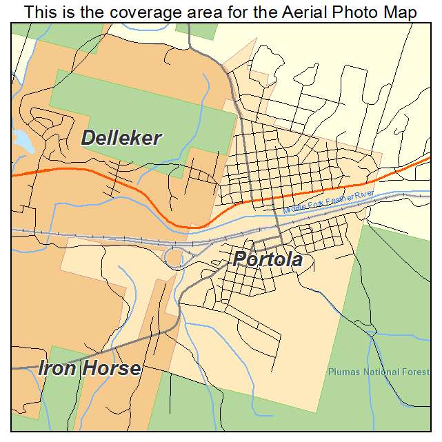 Aerial Photography Map of Portola, CA California