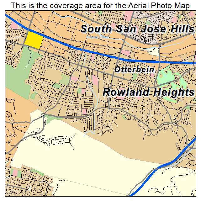 Aerial Photography Map Of Rowland Heights Ca California