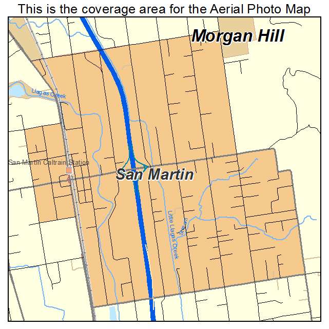 Aerial Photography Map Of San Martin Ca California