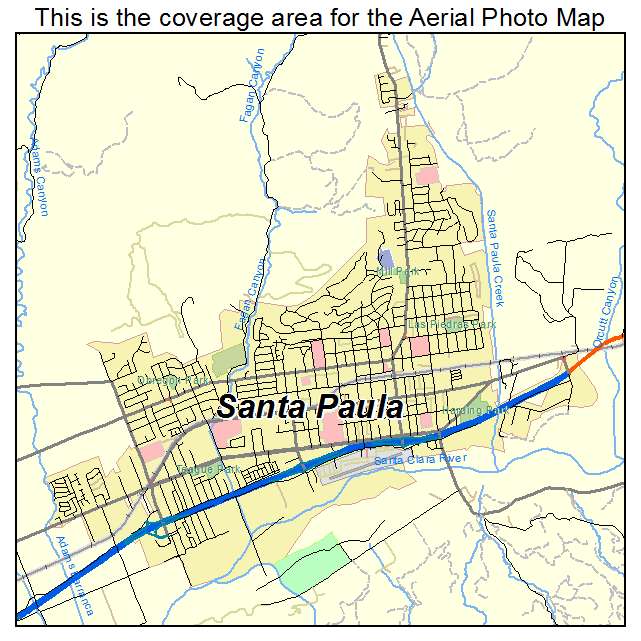 Aerial Photography Map Of Santa Paula Ca California