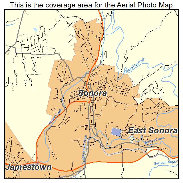 Aerial Photography Map Of Sonora CA California