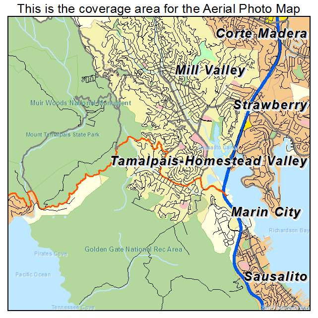 Tamalpais Homestead Valley, CA location map 