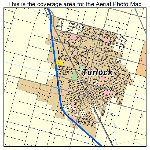 Aerial Photography Map of Turlock, CA California