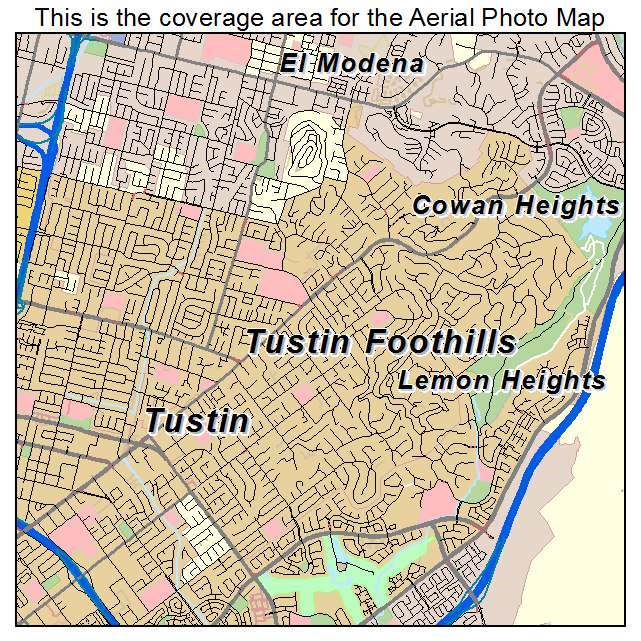 Tustin Foothills, CA location map 