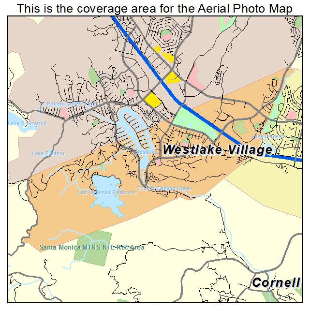 Aerial Photography Map Of Westlake Village Ca California