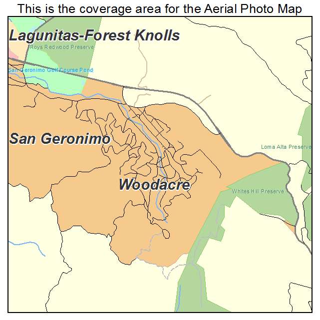 Woodacre, CA location map 