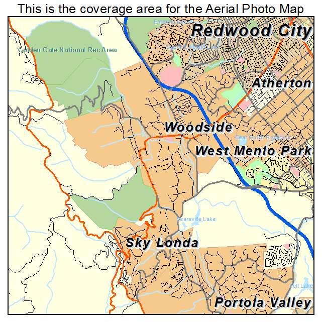 Woodside, CA location map 