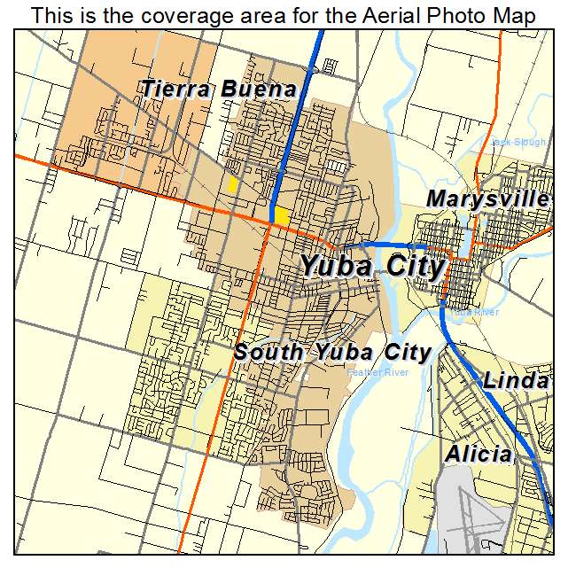 Aerial Photography Map Of Yuba City Ca California