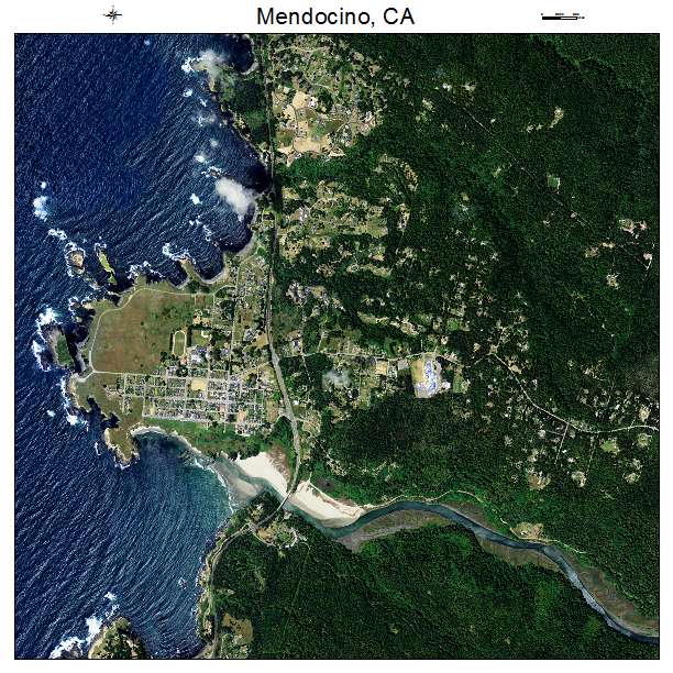 Mendocino, CA air photo map