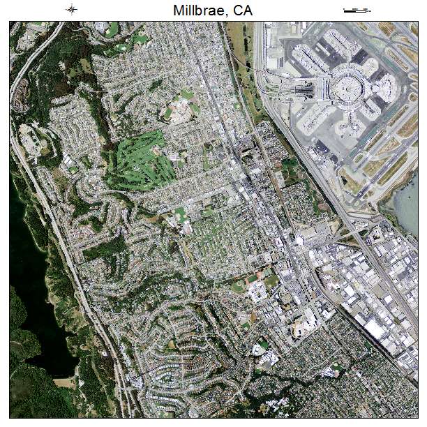 Millbrae, CA air photo map