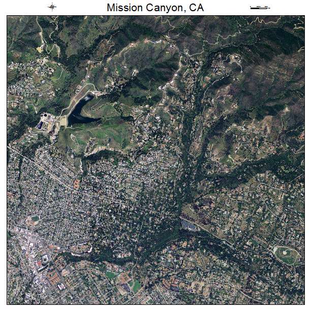 Mission Canyon, CA air photo map