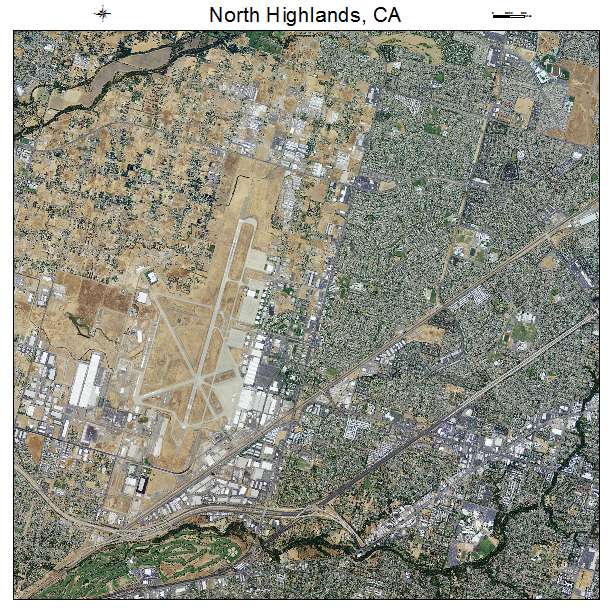 North Highlands, CA air photo map