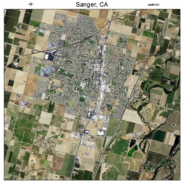Sanger, CA air photo map