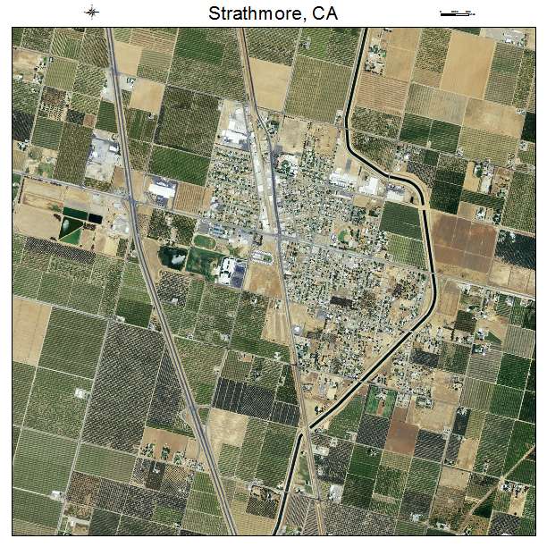 Strathmore, CA air photo map