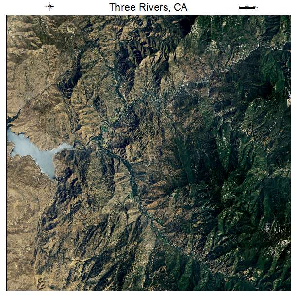 Three Rivers, CA air photo map