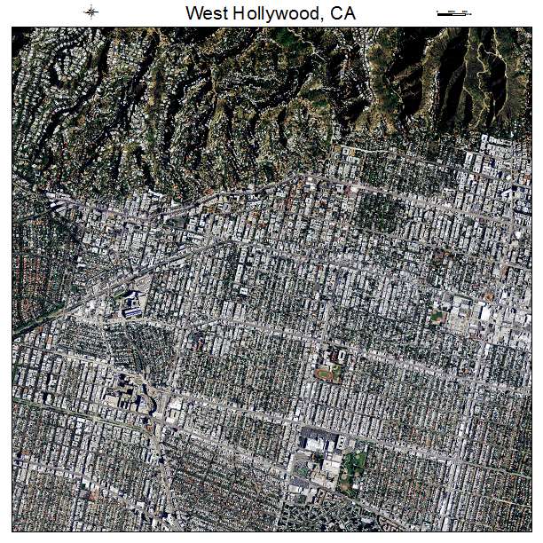 West Hollywood, CA air photo map