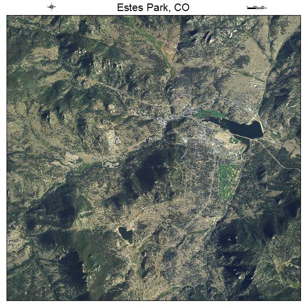 Estes Park, CO air photo map