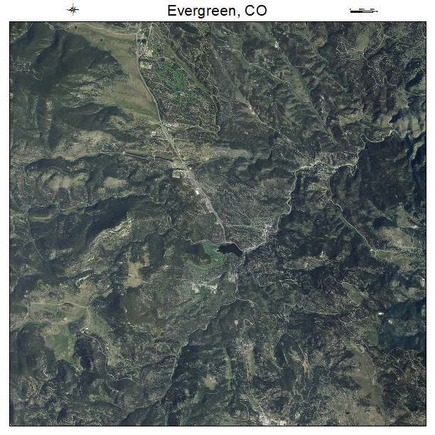 Evergreen, CO air photo map