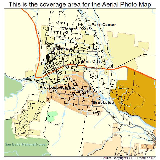 Aerial Photography Map Of Canon City Co Colorado