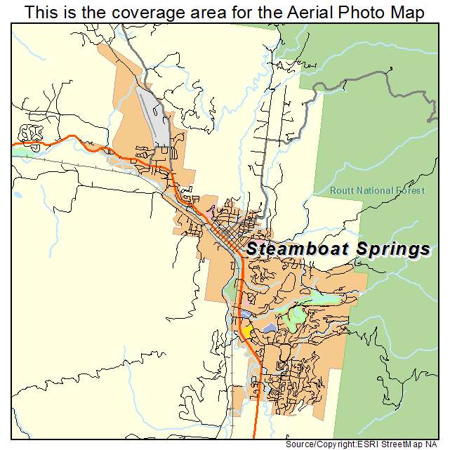 Aerial Photography Map Of Steamboat Springs Co Colorado