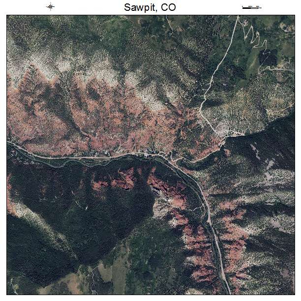 Sawpit, CO air photo map
