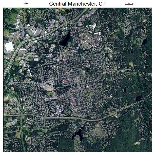 Central Manchester, CT air photo map