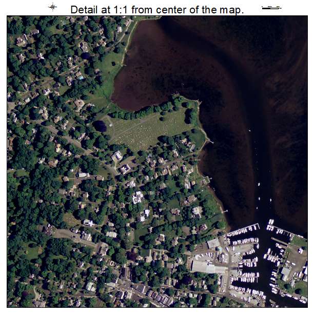 Essex Village, Connecticut aerial imagery detail