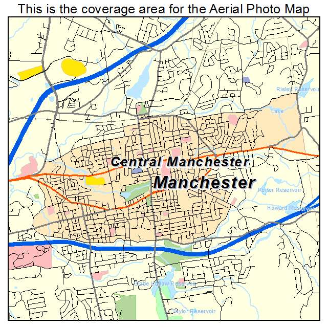 Central Manchester, CT location map 