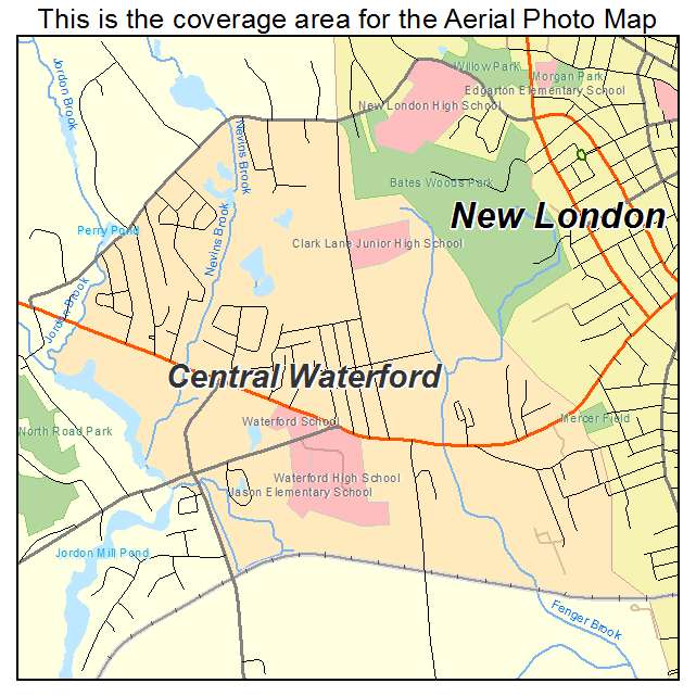 Central Waterford, CT location map 