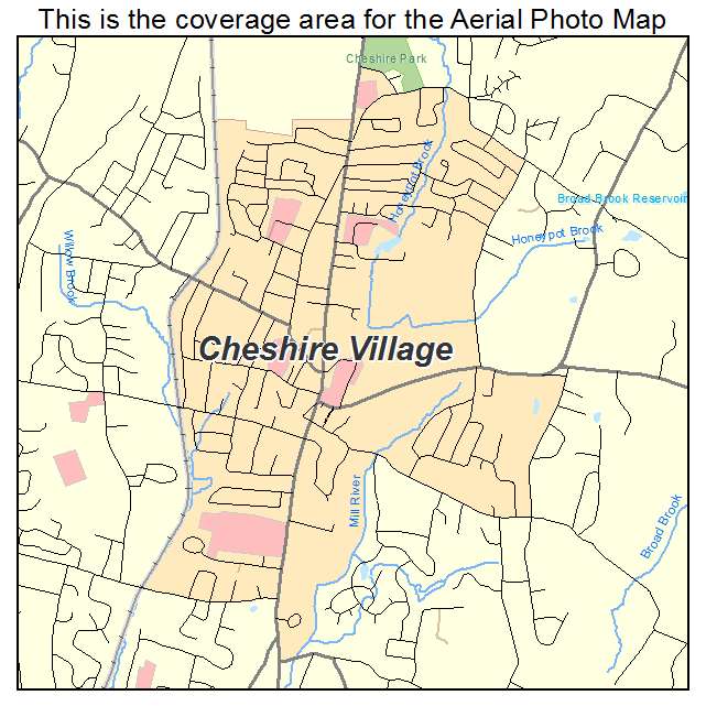 Aerial Photography Map of Cheshire Village, CT Connecticut