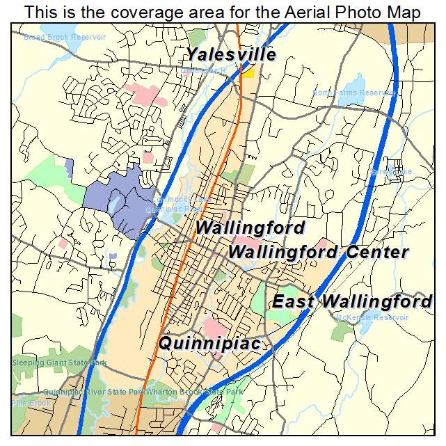 Wallingford Center, CT location map 